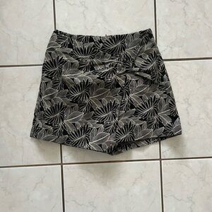 Zara Black and White Skorts with Botanical Flair
